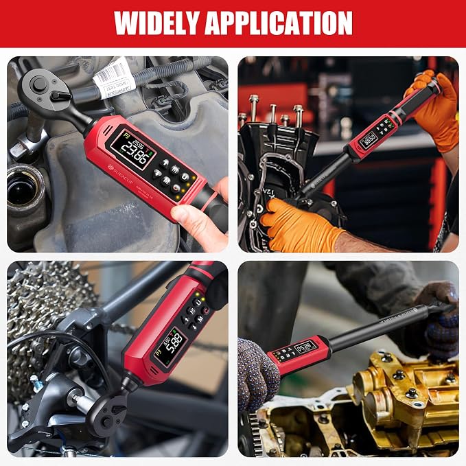3/8" 1/2" Digital Torque Wrench, 0.66-44.29Ft.Lb & 3.8-250.8Ft.Lb | ±1% Accuracy, 0.9-60N.m & 5.1-340Nm Electric Torque Wrench Set, for Auto Repair, Lug Nuts, Engine, Suspension, Moto & Bicycle