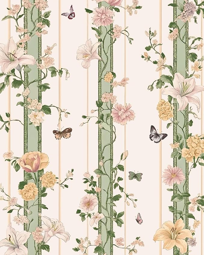 BOKEBEVE Boho Floral Peel and Stick Wallpaper Beige Pink 17.5 x 787In | Super Long Leaf Contact Paper Modern Wall Paper for Bedroom Accent Walls Laundry Nursery Pantry Renter Friendly Removable