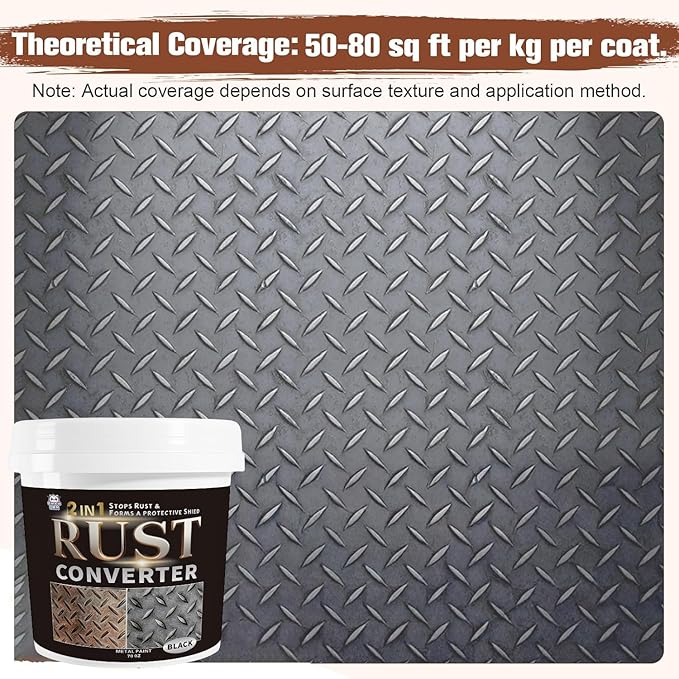 2-in-1 Rust Converter & Metal Primer - 1-Step Rust Stopper, Anti-Rust Coating & Corrosion Inhibitor, Quick-Dry Coating, Long-Lasting Rust Protection for Automotive, Trailer, Tools, for Automotive, Marine, Industrial, Tools, Fences (70.5 oz)