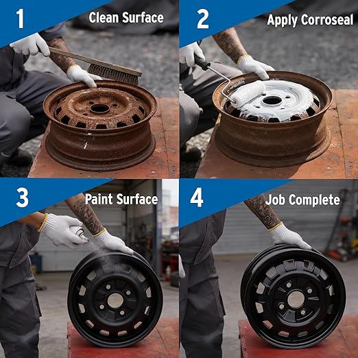 Corroseal Water-Based Rust Converter & Metal Primer, Rust Repair Converts and Preps Surface All-in-One, 1 Gallon (4-Pack)