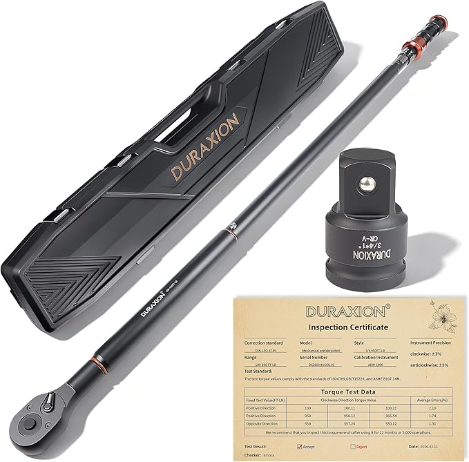 Torque Wrench 3/4-Inch Drive Dual Range Scale 100-950ft.lb/135.58-1288.03Nm | ±3% Precision, 48 tooth Dual-direction Torque Wrenches for Car Truck Maintenance and Product Assembly