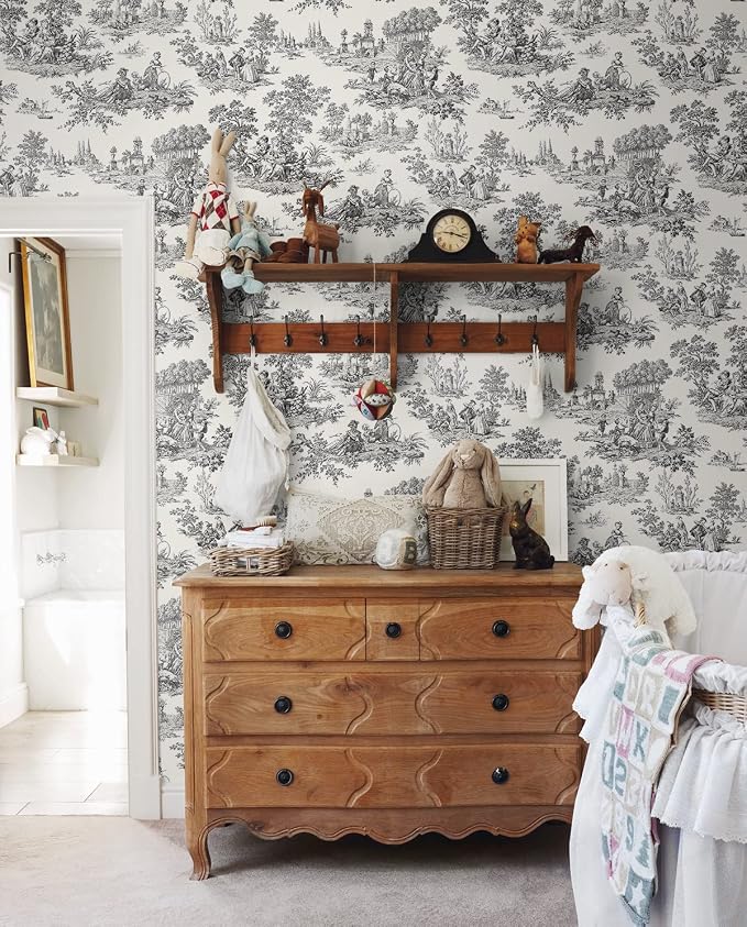 NextWall Chateau Toile Peel and Stick Wallpaper (Inkwell)