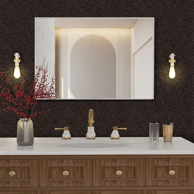 Brown Peel and Stick Self Adhesive Wallpaper Countertop Contact Paper | Removable Waterproof Bathroom 15.7" X 393.7" Kitchen Vinyl Wrap for Cabinet Countertops Wall Counter Top Paper