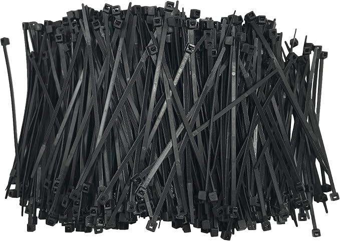 Standard Black 4" Inch Cable Zip Ties 18 Pounds Tensile Strength UV Resistant Wire Wrap - 1000 Pack - Made in USA