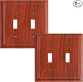 2-Pack Double Toggle Light Switch Cover Plate, Durable Natural Bamboo Fiber Decorative Switch Plate Covers, Wood Grain 2 Gang Wall Plate, Corrosion Resistant