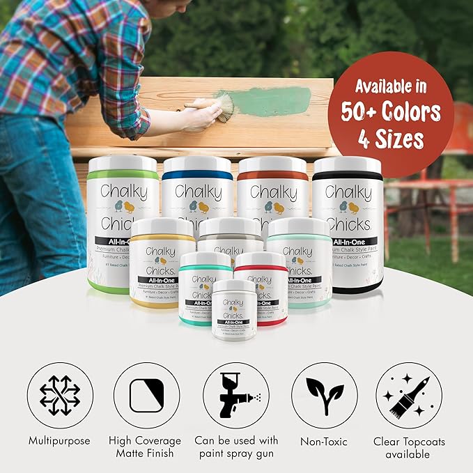 Chalky Chicks Chalk Paint - Chalk Paint for Furniture, Craft Paint, Cabinet Paint, Wood Paint, and Furniture Paint, Spray Paint-Ready for Home Decor - Emmy's Red (Orange Red) 8 Fl Oz (Pack of 1)
