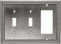 Henne Bery Sunken Pearls Heavy Duty Decorative Wall Plate Switch Plate Outlet Cover (Double Toggle/Single Decorator, Heirloom Silver)