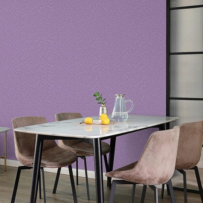 Purple Peel and Stick Self Adhesive Wallpaper Countertop Contact Paper | Removable Embossed Silk Waterproof Bathroom Wallpaper 15.7" X 196.8" Kitchen Vinyl Wrap for Cabinet Shelf Liner Paper