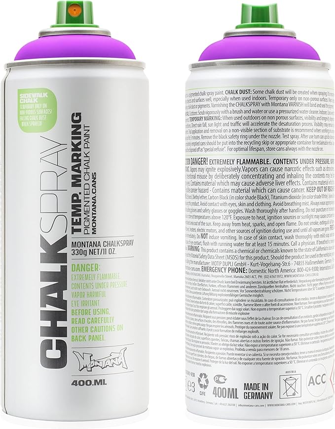 Montana Cans Montana Chalk Spray Paint, 400ml, Violet, 13.5 Fl Oz (Pack of 1)