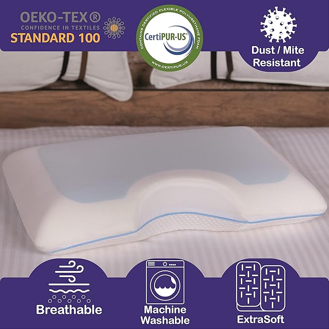 Side Sleeper Memory Foam Pillow – Cooling, Skin-Friendly Cervical Neck Support | Orthopedic with Removable Cover for Proper Posture & Comfortable Sleep