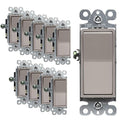 ENERLITES 3-Way Decorator Paddle Light Switch, Gloss Finish, Single Pole or Three Way, 3 Wire, Grounding Screw, Residential Grade, 15A 120V/277V, UL Listed, 93150-NK-10PCS, Nickel, (10 Pack)