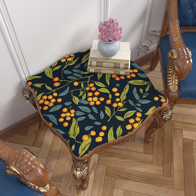BOKEBEVE Leaf Floral Wallpaper Peel n Stick Boho Blue Orange 17.5 x 196In | Removable Self Adhesive Renter Friendly Vintage Floral Wall Paper for Bedroom Bathroom Living Room Feature Accent Wall