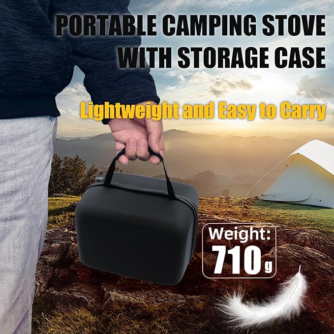 Portable Camping Stove, Powerful Gas Stove, Propane Camp Stove with Carrying Case, 30,000 BTU Small Propane Stove, Gas Burners for Cooking Outdoor Hiking Picnic BBQ