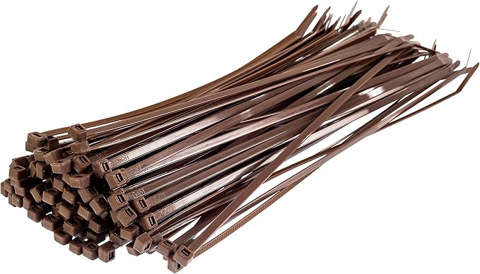 GTSE 12 Inch Brown Zip Ties, 9,500 Bulk Contractors Pack, 50lb Strength, UV Resistant Long Nylon Cable Ties, Self-Locking 12" Tie Wraps, Full Carton