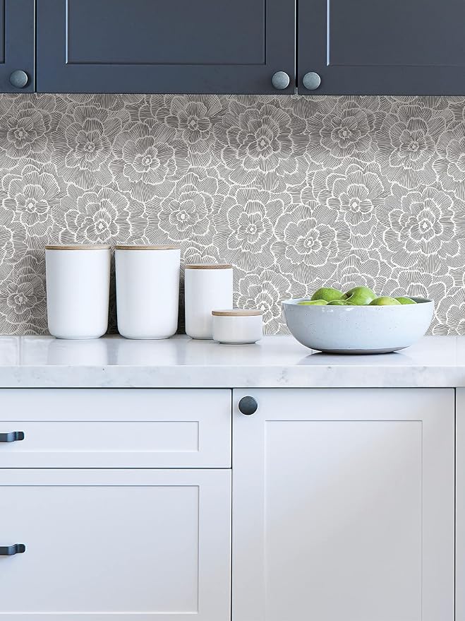 NuWallpaper Charcoal Saraya Peel and Stick Wallpaper, Grey, Removable Wallpaper, Renter-Friendly, 20.5 in x 18 ft