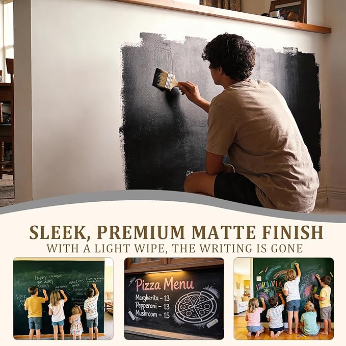 Whiteboard Paint, 16 Oz - Chalkboard Paint Ideal for Creating DIY Menu Boards, Drawing Walls & Office Planners with This Classic Chalk Board Paint's for Home & Business Use (White, 16 oz)