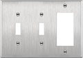 ENERLITES Combination Toggle Light Decorator Switch Metal Wall Plate, Corrosive Resistant, Size 3-Gang 4.50" x 6.38", 430 Gauge Alloy, 771231, Stainless Steel, Silver