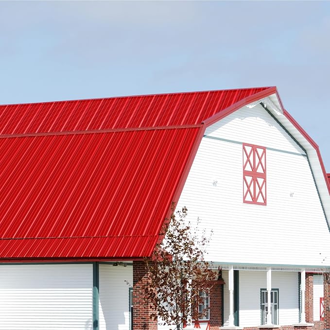 50 Pack PPGI Metal Roofing Panels, 72" x 36", 28 Gauge, 900 Sq. Ft. Coverage, Prepainted Galvanized Steel Sheets for Residential, Commercial, Pergolas, Gazebos, Fencing, and Patio Roofs（Red）