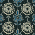 BOKEBEVE Boho Floral Peel and Stick Wallpaper Dark Green 17.5 x 118In | Symmetry Contact Paper Modern Wall Paper for Bedroom Accent Walls Laundry Nursery Pantry Renter Friendly Removable