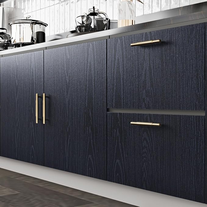 WESTICK Wood Contact Paper for Countertops Desk Navy Peel and Stick Wood Wallpaper Self Adhesive Contact Paper Wooden Vinyl Wrap for Table Cabinets Walls Camper Dark Wooden Wallpaper 15.8" x 78"