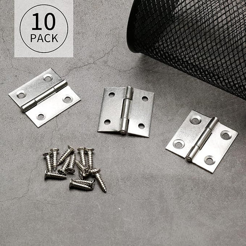 1.5 Inch Small Door Hinges Nickel, 10 Pcs Stainless Steel Folding Butt Hinges with Screws