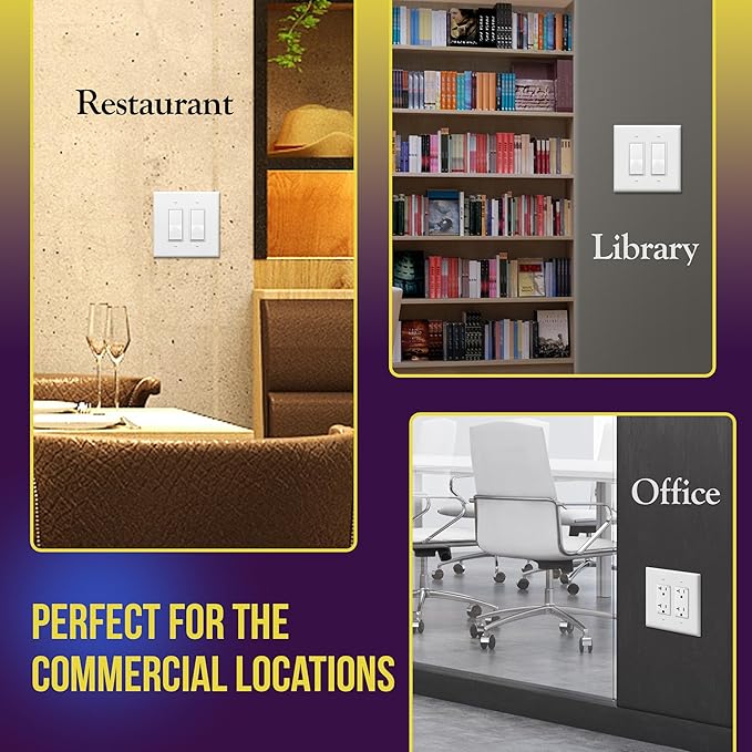 ENERLITES Decorator Light Switch or Receptacle Outlet Wall Plate, Over-Size 2-Gang 5.50" x 5.50", Polycarbonate Thermoplastic, UL Listed, 8832O-W-5PCS, White (5 Pack)