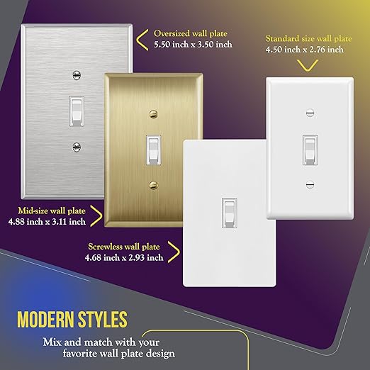 ENERLITES 4-Way Toggle Light Switch with Wall Plate, Four Way, Side Wiring, Copper Wire Only, Grounding Screw, Residential Grade, 15A 125VAC 60Hz,UL Listed, 84150-WWP, White