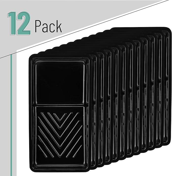 Bates 4 Inch Paint Tray Liners - 12 Pack Black Plastic Disposable Paint Pans