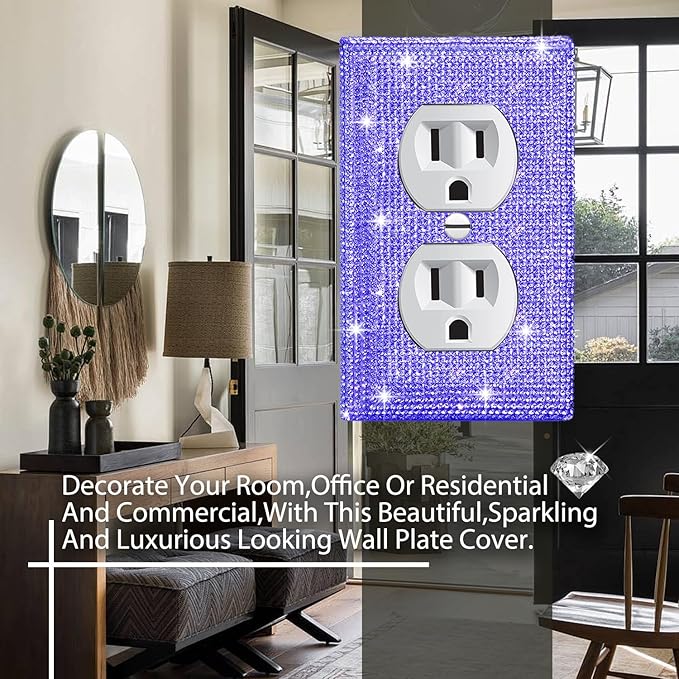 Shiny Purple Rhinestones Outlet Light Switch Plate Decorative Outlet Covers Rhinestone Outlet Cover Wall Plates Light Switch Cover Plate