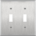 ENERLITES Toggle Light Switch Stainless Steel Wall Plate, Metal Plate Corrosive Resistant Cover for Rotary Dimmers Lights, Size 2-Gang 4.50" x 4.57", 7712, 430 Stainless Steel, UL Listed, Silver
