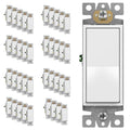 ENERLITES 3-Way Decorator Paddle Light Switch, Single Pole or Three Way, 3 Wire, Grounding Screw, Residential Grade, 15A 120V/277V, UL Listed, 93150-W-40PCS, White (40 Pack)