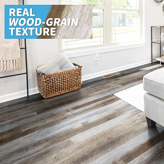 Art3d Peel and Stick Floor Tile Vinyl Wood Plank 36-Pack 54 Sq.Ft, Old Wood, Rigid Surface Hard Core Easy DIY Self-Adhesive Flooring