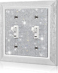 1 Pcs Shiny Rhinestones Switch Wall Plate Double Gang Toggle Imitation Wood Grain Light Switch Covers Decorator Plate Outlet Wall Plates