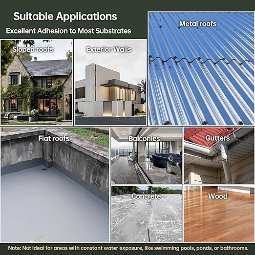 5 Gallon White Waterproof Elastomeric Roof Coating Sealant, Flexible Solar Reflective Liquid Waterproofing Adhesive for Flat, Metal, Slope Roofs Repair 20KG