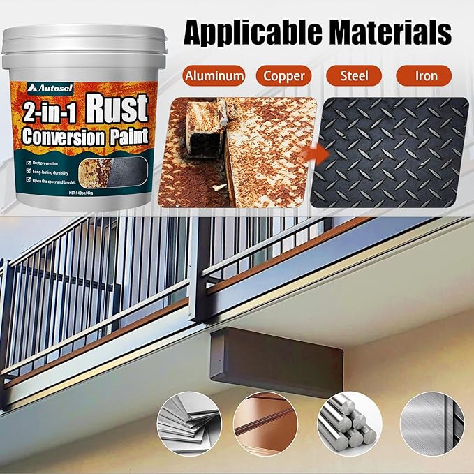 Ultra 2-in-1 Rust Converter & Metal Paint, 140 oz Rust Reformer & Metal Primer, rust remover for metal, Stops Rust & Corrosion, rust inhibitor for Automotive, Marine, Tools & Steel Surfaces – Black