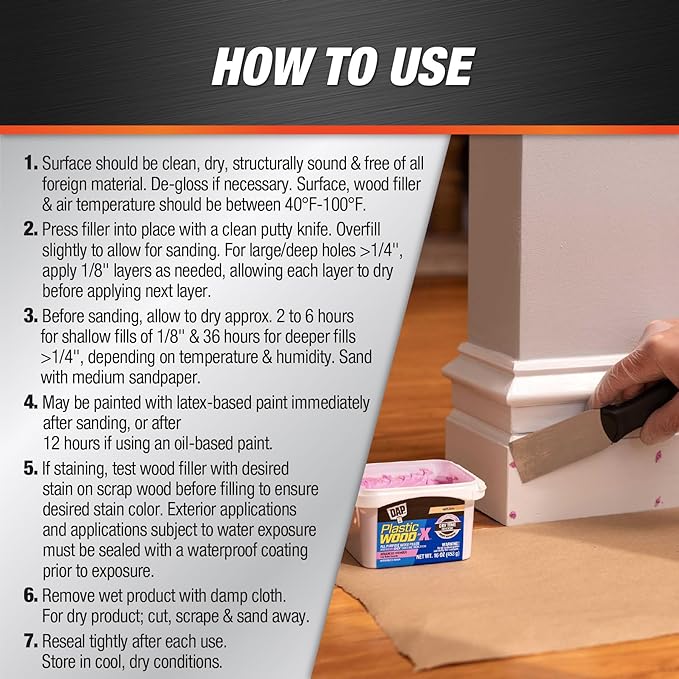 DAP Plastic Wood-X with DryDex Wood Filler, Natural, 16 Oz (7079800542)
