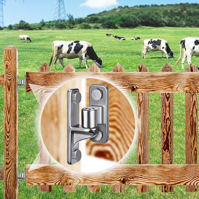 Insaga 304 Stainless Steel Gate Hinges, One Piece Non-Welding Heavy Duty with 5/8'', 2Pack Wall Mount Gate Hinges for Farm Gates and Wooden Fences, Capacity up to 600lbs