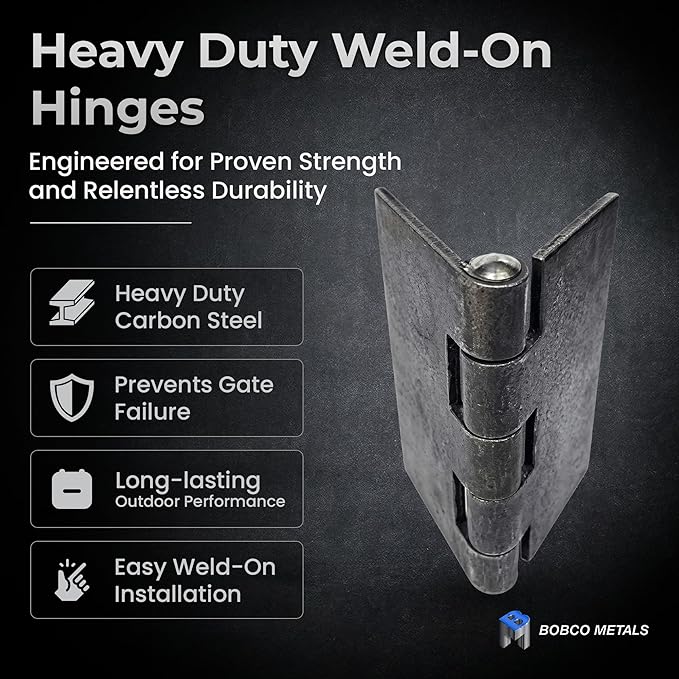 Heavy Duty Gate Hinges 4" x 4", 2 Pairs Weldable Hinges, 5/32" Thick Steel Butt Hinges for Metal Gates, Doors, Trailers & Tailgates, Uncoated Dark Grey