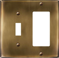 ENERLITES Combination Toggle Switch & Decorator Receptacle Metal Wall Plate, Stainless Steel 201 Outlet Cover, Corrosion-Resistant, Standard Size 2-Gang 4.50" x 4.57", 771131-AB, Antique Brass
