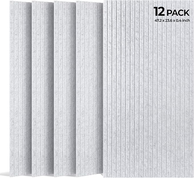 SODOCT 12 Pack Large Acoustic Panels, 47.2" X 23.6" X 0.4" Sound Proof Panels for Walls, High Density Sound Absorbing Panels for Home Studio & Office, Gray