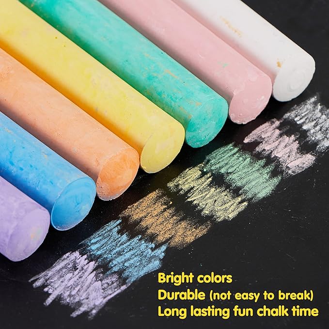 JOYIN 160 PCS Sidewalk Chalks Set-16 Colors Non-Toxic Washable Jumbo Chalk for Outdoor Art Play, Painting on Chalkboard, Blackboard and Playground