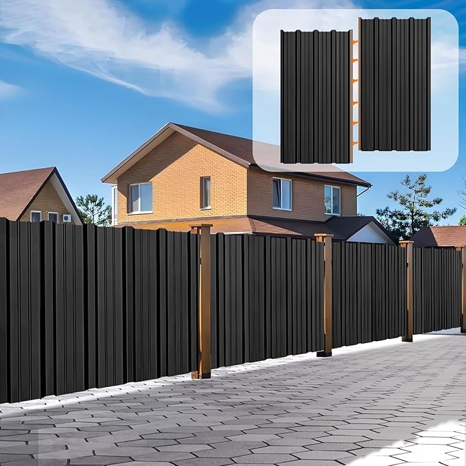 Metal Roofing Panels - 12 Pcs Waterproof Heavy Duty Metal Roof Panels Corrugated Metal Siding for Roofs Carports Tool Sheds Patio Porch Pergola, Easy to Install Black, 50.78x17.7in