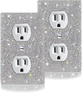 2 PC Shiny Silver Rhinestones Outlet Covers Wall Plates Light Switch Cover Plate Outlet Cover Rhinestones Outlet Plate Decoration Wall Outlet Cover