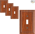 4-Pack Single Toggle Light Switch Cover Plate, Durable Natural Bamboo Fiber Decorative Switch Plate Covers, Wood Grain 1 Gang Wall Plate, Corrosion Resistant