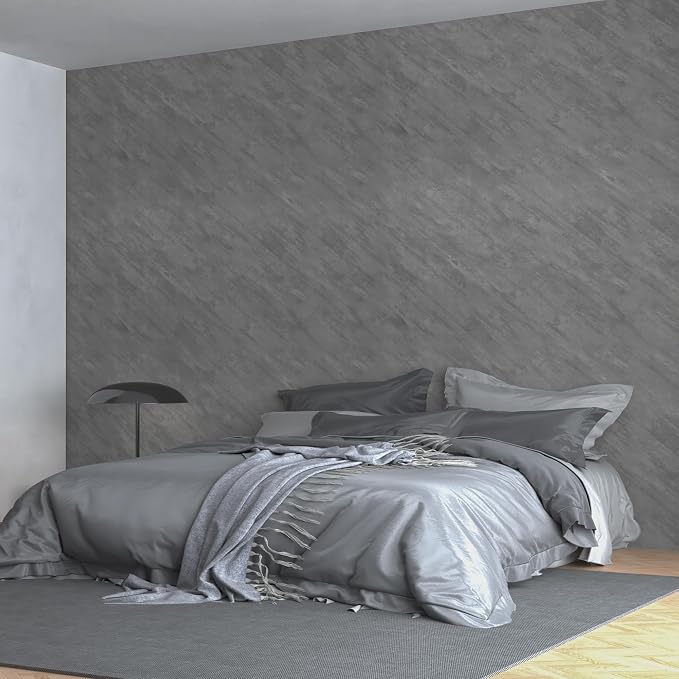 3yecao 16"×591" Large Size Grey Concrete Wallpaper Peel and Stick 3D Thick Waterproof Gray Concrete Contact Paper Matte Textured Cement Wall Tile Stickers for Bedroom Bathroom Basement Walls