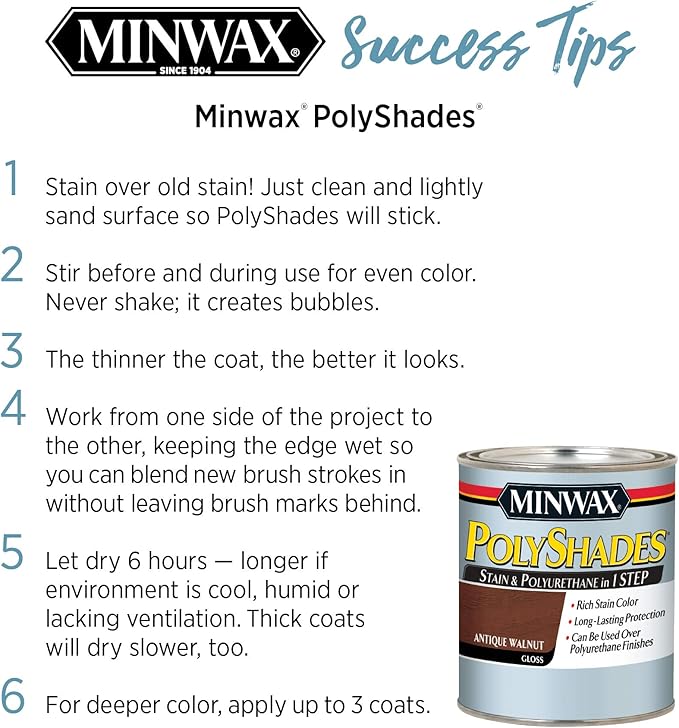 Minwax PolyShades Wood Stain + Polyurethane Finish – Quart, Antique Walnut, Gloss (Pack of 2)