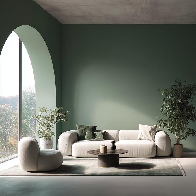 EVOLVE Interior Paint & Primer, Eggshell (Ivy Green), 5 Gallon – One-Coat Coverage, Excellent Hide, Low VOC, Low Odor, Washable Paint for Walls, Doors & Trim
