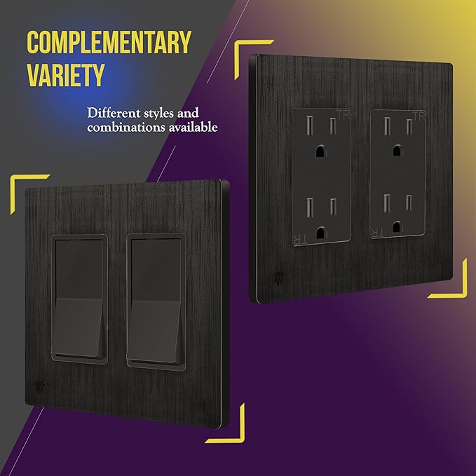 ENERLITES Elite Series Screwless Decorator Wall Plate Child Safe Outlet Cover, Gloss Finish, Size 2-Gang 4.68" H x 4.73" L, Unbreakable Polycarbonate Thermoplastic, SI8832-BDB, Brushed Dark Bronze