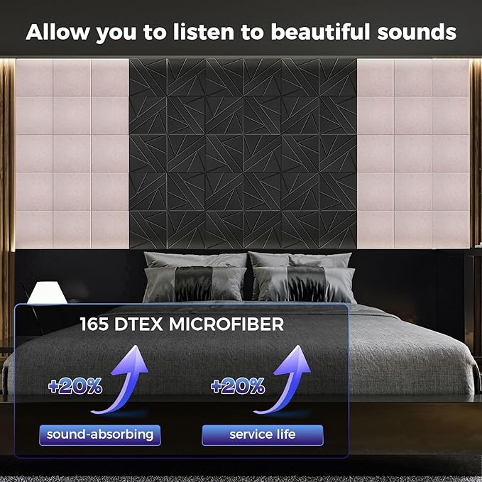 BSHEAD 10 pcs 165dtex Microfiber Acoustic Panels ，Self-Adhesive Soundproof Wall Panels, 12 x 12 x 0.4 in Sound Proof Foam Panels for Walls, High Density, Noise Dampening Panels for Home Studio（Camel）