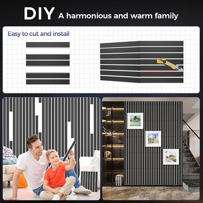 BSHEAD 6 Pack 2-Layer Fold Soundproof Wall Panels, 24 x 12 x 0.43 in Large Sound Proof Foam Panels for Walls, 0.9lb/ft³ High Density, 3D Acoustic Panels,Artistic Noise Dampening Panels White&Black
